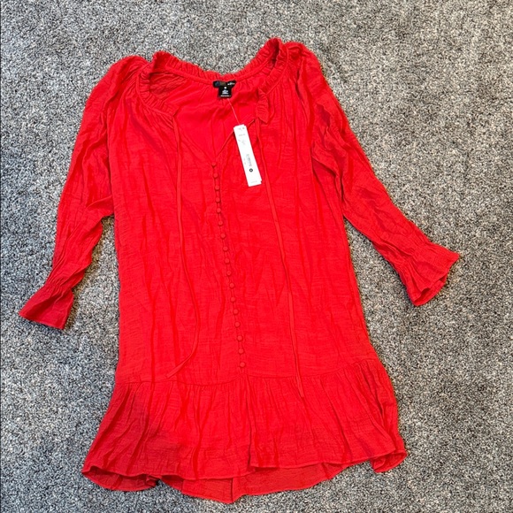 NWT Aqua Red Front Buttoned Dress - Picture 2 of 4